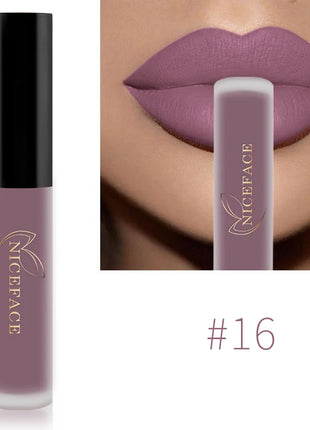 NICEFACE Nude Liquid Lipstick Ultra Matte Velvet Long Lasting Women Beauty Red Nonstick Cup Waterproof Lip Gloss Lips Cosmetics - Riparo82