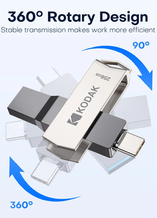 KODAK USB3.2 tipo C Flash Drive 256GB 128GB 32GB Pendrive Dual Memory Stick ad alta velocità per Smartphone Laptop