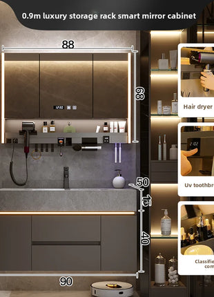 Lavabo integrato Rock Plate, lavabo da bagno, lavabo, combinazione di mobili da bagno, dimensioni multiple disponibili