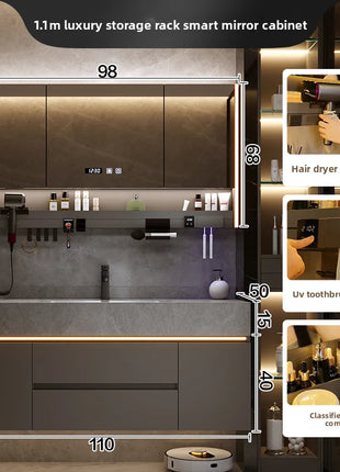 Lavabo integrato Rock Plate, lavabo da bagno, lavabo, combinazione di mobili da bagno, dimensioni multiple disponibili