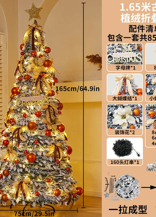 1.5M-2.25M Albero di Natale Allungabile PVC Floccato Albero di Natale Premium Denso Pino Artificiale Salvaspazio Pieghevole Ornamenti natalizi
