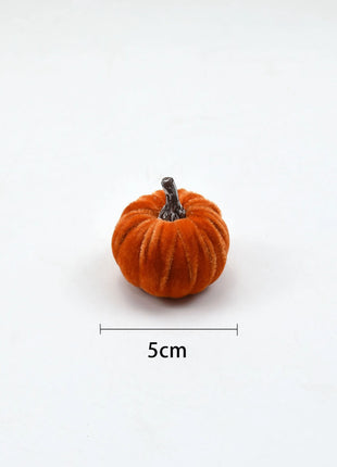 10pcs Velvet Artificial Pumpkin Decor Desktop Pumpkin Ornament Autumn Fall Thanksgiving Harvest Festival Halloween Decoration - Riparo82