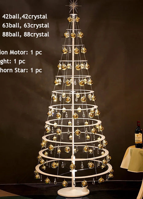 2026 Sfondo dal vivo Layout della scena Luce di cristallo Rotante Albero di Natale Pieghevole Natale Nuove decorazioni 2.0m 2.4 metri