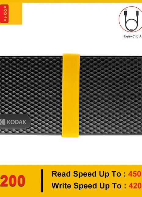 Kodak X200 SSD portatile 2TB 1TB USB 3.1 tipo C disco rigido esterno 512GB 256GB unità a stato solido per PS4 Laptop Macbook PC