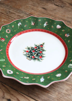 Tesoro tedesco Porcellana dura Giocattolo natalizio Joy Piatto piano multi-angolo Tazza di Natale Piattino Ciotola Candeliere - riparo82