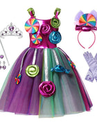 Costume da lecca-lecca arcobaleno per ragazze Abito da principessa Purim Festival Candy Vestido Fantasia Carnevale Compleanno Bambini Fantasia Ali Outfit