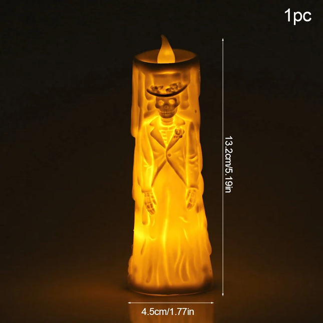 Halloween Horror Ghost Bride Groom LED Candle Electronic Light Halloween Skeleton Lamp Party Decoration Flameless Night Lights