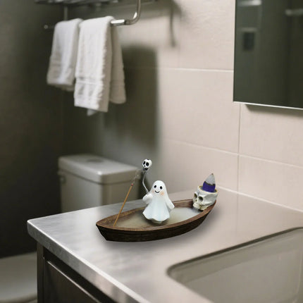 Halloween new resin ghost ship aromatherapy home desktop decoration ghost ship return incense rack burner