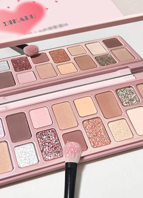 16 Colors of Dazzling Eyeshadow Pink Glitter Collision Blue Green Smoke Pearl Diamond Texture Multi Style Makeup Palette - Riparo82