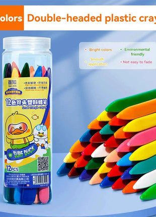 12-36 Color Kawaii Double-headed Triangle Crayon Children's Oil Painting Sticks Safe and Harmless Early Art Educational Supplies