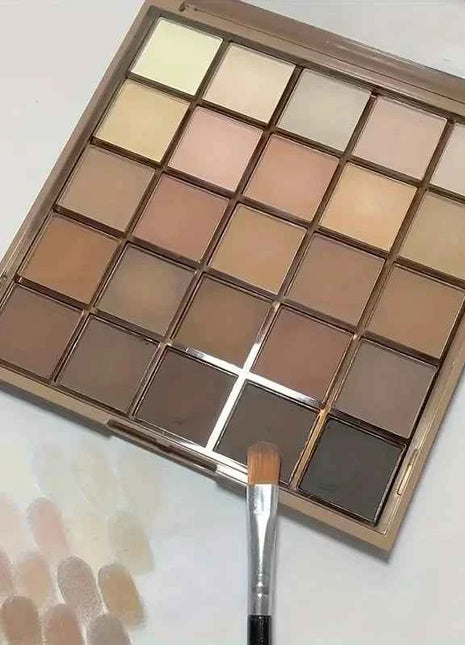 25 color eyeshadow palette - matte and shimmer, high pigmy brown nude, coffee chocolate student party daily stage makeup