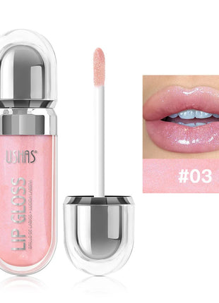 USHAS 12 colors mirror fine flash liquid lipstick pearlescent color waterproof sweatproof non-stick cup lip gloss - Riparo82