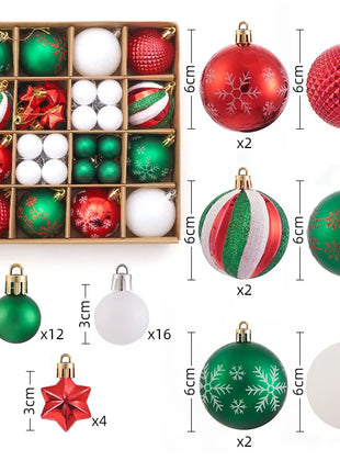 Nuovi 42 set di decorazioni natalizie Palline verniciate elettrolitiche, palline di plastica, decorazioni per finestre, pendenti per albero di Natale - riparo82
