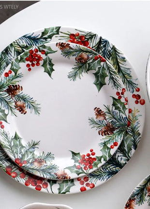 1PC Piatti in ceramica da cucina creativi Squisita stoviglie natalizie Piatti da bistecca per insalata di pasta Piatti in ceramica di alta qualità - riparo82