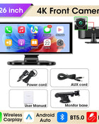 11.26 inch Dash Cam 4K Car DVR Wireless Carplay & Android Auto GPS Navigation Video Recorder Dashboard Dual Lens Dual BT FM AUX - Riparo82