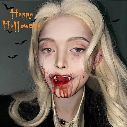 Vampire Teeth Props With Glue Halloween Party Resin Fangs Decoration Halloween Horror Friends Gifts Cosplay Witch False Fangs