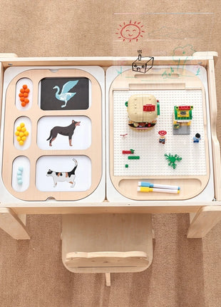 Tavolo sensoriale ottico in legno per bambini Montessori utilizzato per giochi da tavolo sensoriali Regalo di giocattoli per l'ortografia di numeri e lettere - riparo82