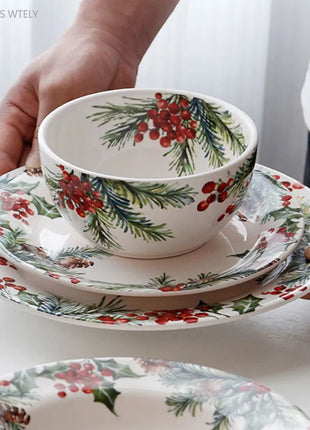 1PC Piatti in ceramica da cucina creativi Squisita stoviglie natalizie Piatti da bistecca per insalata di pasta Piatti in ceramica di alta qualità - riparo82