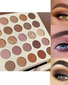 25-Color Eyeshadow Palette Earth Tones Matte & Shimmer Autumn Winter Low Saturation Orange Brown Makeup with Brush