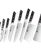 XINZUO Premium Modern 1-8PCS Din 1.4116 Stainless Steel Chef, Santoku, Utility & Paring Knife Set with Black - Riparo82