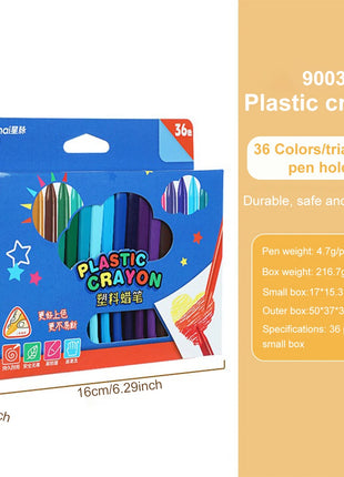 12/18/24/36 Colors Non-dirty Hand Plastic Crayons Washable and Erasable Color Crayons Children’s Painting School Office Supplies - Riparo82