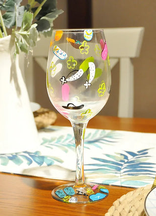 Bicchiere da vino con stampa natalizia Decorazioni natalizie Calice da vino rosso Disegno creativo a mano dipinto Home Party Festival Tazze Bar Set da vino - riparo82