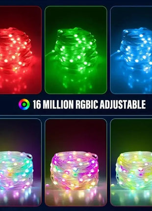 USB 5V Smart RGB-IC Fata Stringa di luci Luci di Natale Decorazioni Lampada Ghirlanda WS2812 APP Bluetooth e telecomando indirizzabile