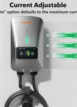 WOLFBOX EV Charging Station Type 2 7KW 32A 1 Phase Electric Vehicle Car Charger Wallbox with LCD Screen APP Control RFID Card - Riparo82