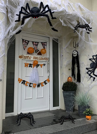 200cm Halloween Spiders Outdoor Decoration Halloween Plush Spiders Giant Spider for Indoor Outdoor Garden Party Decoration - Riparo82