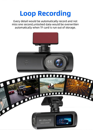 Dash Cam 4K WIFi GPS Front and Rear Night Vision Video Recorder HD 1080P Camera Auto System for car  Bicycles motorcycl summer - Riparo82