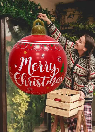 Ornamenti gonfiabili giganti della palla di Natale del PVC da 32 pollici Decorazioni grandi della palla di Natale del colpo all'aperto per gli ornamenti della festa di Natale - riparo82