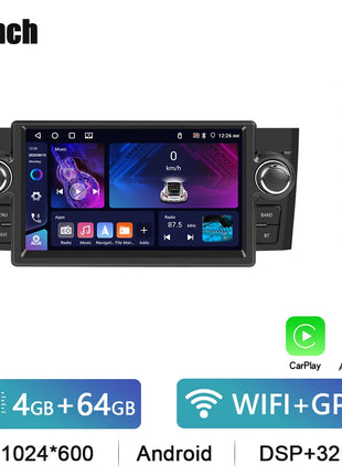 Podofo 7" Car Radio Wireless CarPlay Android Radio For FIAT Punto 2005-20009/Linea 2007-2011 Multimedia GPS FM WIFI BT Autoradio - Riparo82