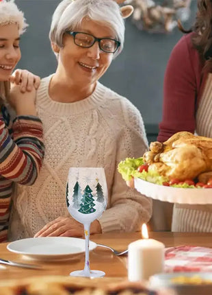 Bicchieri da vino natalizi da 450 ml Albero di Natale di Babbo Natale Aghi di pino Bicchieri da vino rosso per vino Succo di champagne - riparo82