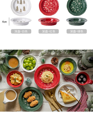 1PC squisito stoviglie natalizie piatti in ceramica piatti per insalata di frutta colazione tazze per il latte cucina domestica ciotole per noodle in ceramica - riparo82