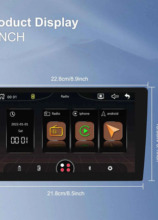 Hikity 9'' Car Stereo Radio 1 Din Carplay Android auto autoradio with Bluetooth FM Radio Receiver Support Mirror Link USB