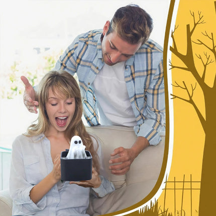 Halloween Creative Cute White Ghost Ornament Finger Surprise Gift Funny Prank Pop Up Gift Surprise Party