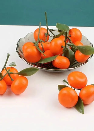 1PCS Imitation of real and fake oranges with branches and leaves, orange model, fruit shop window decoration - riparo82