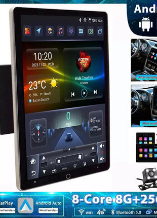 4G+64G Android 14 Car Stereo Video Multimidia Radio Player 10.1 Inch Universal Autoradio GPS Electric Rotatable Touch Screen - Riparo82