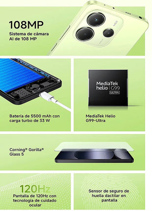 Xiaomi Redmi Note 14 4G NFC helium G99-Ultra 6,67 ''AMOLED screen 120 Hz 108 MP IA camera 5500 mAh battery,Charger Not Included - Riparo82