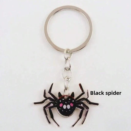 Halloween metal keychain contrast spider ghost bat acrylic material personalized decorations holiday party gifts.