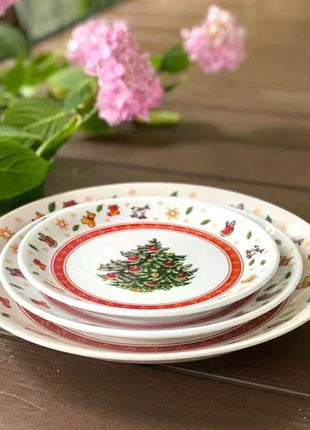 Set di piatti natalizi in ceramica ad alta temperatura, albero di Natale, piatto per cibo occidentale, bella tazza da caffè, ciotola, set natalizio di varietà ricca - riparo82