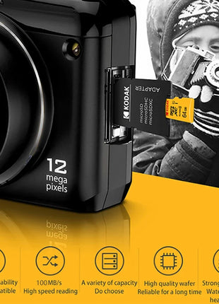 Scheda di memoria MicroSD KODAK 256 GB 128 GB FINO A 100 MB/s Class10 U3 32 GB 64 GB Scheda di memoria TF Microsd per PC Samrtphone