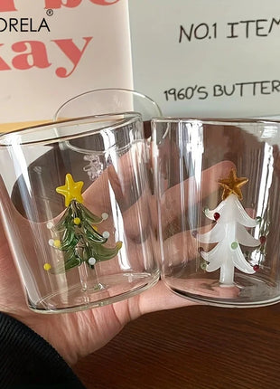 KEMORELA 1/2/4PCS Albero di Natale Tazza di Caffè in Vetro Succo di Vetro Tazza di Latte Adatto come Regalo di Natale Decorazione del Tavolo da pranzo Tazza - riparo82