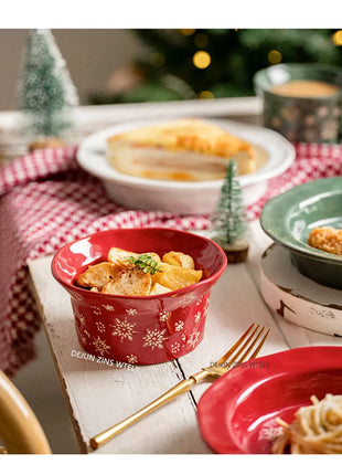 1PC squisito stoviglie natalizie piatti in ceramica piatti per insalata di frutta colazione tazze per il latte cucina domestica ciotole per noodle in ceramica - riparo82