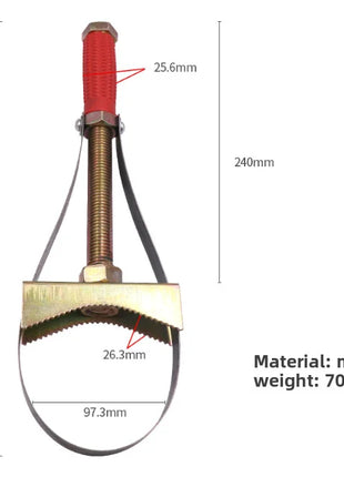 Strumento per la rimozione del filtro dell'olio Chiave per cinghia Strumento manuale Diametro regolabile Chiave per cinghia in acciaio Diametro automatico per auto moto