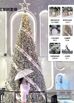 2025 Nuovo grande albero di Natale di fascia alta con cornice floccata albero pacchetto denso con luci disposizione della decorazione natalizia