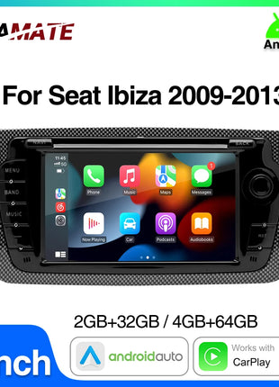 2 Din Car Radio for Seat Ibiza 2009-2013 Audio Multimedia Player CarPlay Android Auto GPS Bluetooth WIFI FM RDS Autoradio - Riparo82