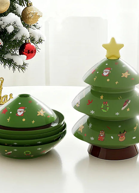 3 strati Natale Creativo Forma dell'albero di Natale Caramelle Snack Noci Frutta secca Piatto di plastica Snack Piatti Ciotola Vassoio per la colazione a h - riparo82