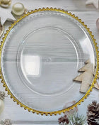 Piatti acrilici in cristallo con bordo in rilievo dorato | Stoviglie eleganti e lucide per feste di matrimonio di Natale, feste di festa, feste di compleanno - riparo82