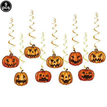 Halloween Theme Disposable Tableware Paper Plates Cups Straws Tablecloth Banner Spiral Cake Topper Happy Halloween Party Decor